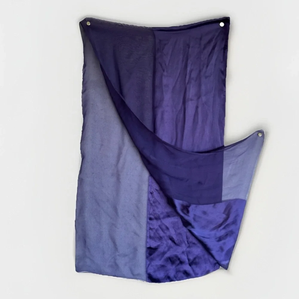 ECHO Royal Purple Silk Half Sheer Oblong Long Scarf Made In Japan 17x60